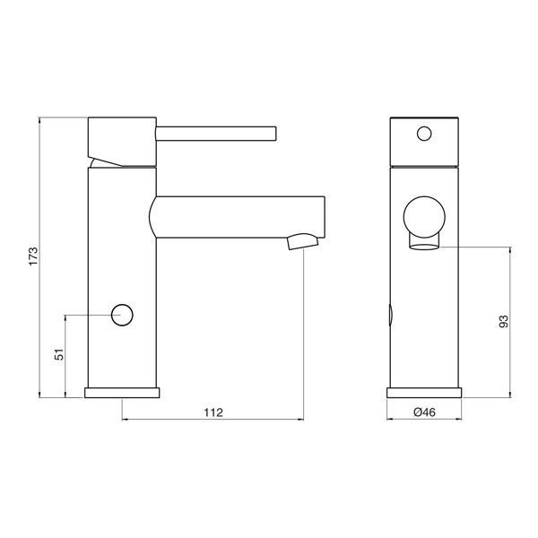 Mizu Drift Dual Function Sensor Basin Mixer 6 Star tech drawing 3